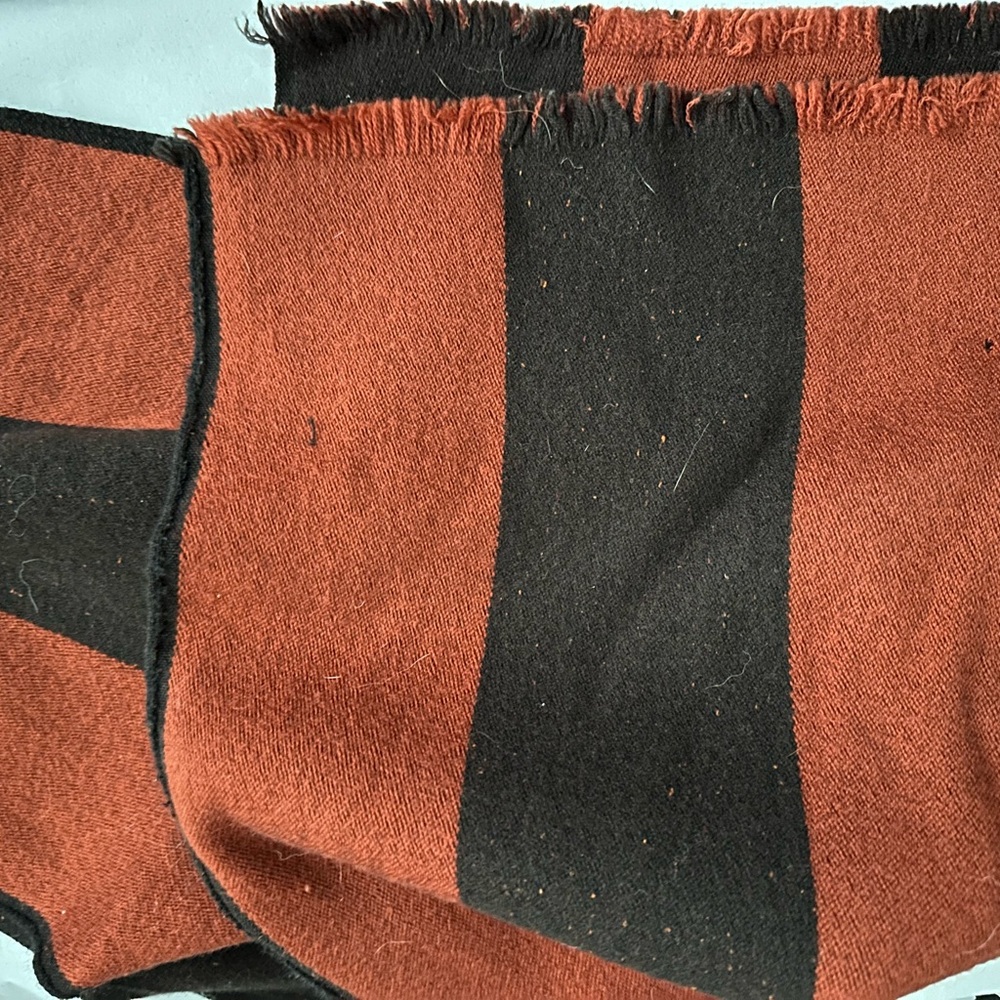 Robert Graham Wool Striped Black and Brown Scarf